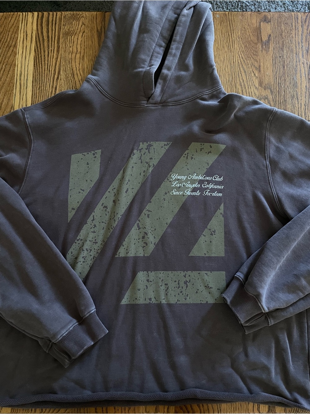 YoungLA Brown Hoodie with Olive Geometric Print